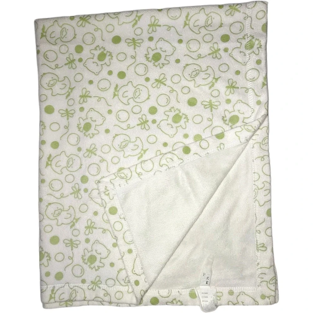 Kidsline White Green Frog Baby Blanket Duck Bubble Soft Dragonfly Lovey EUC